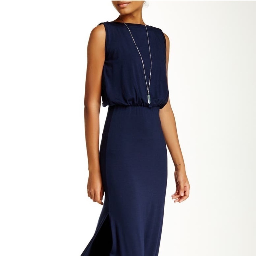 Go Couture sleeveless blouson maxi dress navy size XL NWOT